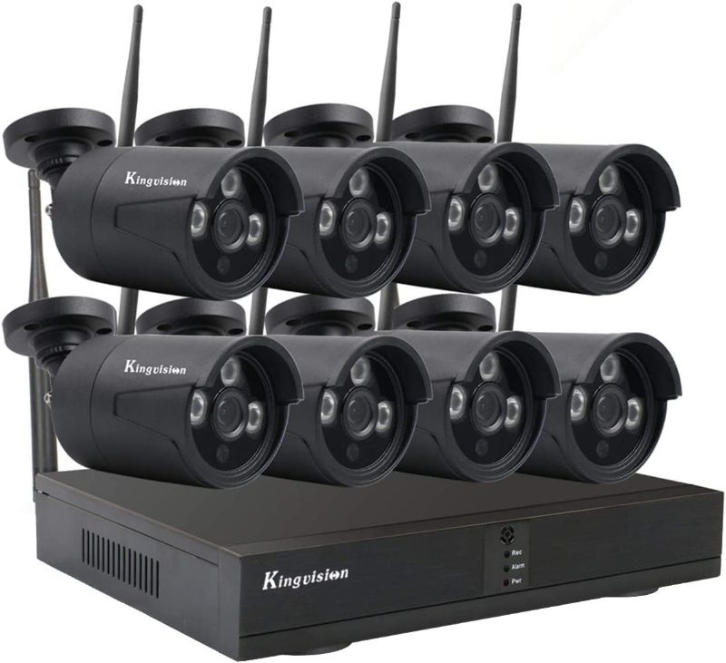 Photo 1 of 8CH Wireless WiFi Security Camera System, Kingvision 8 Channel NVR with 8pcs 1080P Waterproof Surveillance Bullet Cameras, for Home, Indoor & Outdoor
