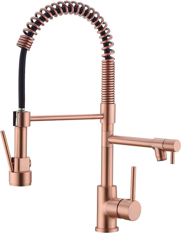 Photo 1 of Avola Classical Kitchen Faucet,Single Handle Kitchen Sink Faucets ,Copper Kitchen Faucet with Pull Down Sprayer,Rose Gold Kitchen Faucet,Spring Kitchen Sink Faucet
