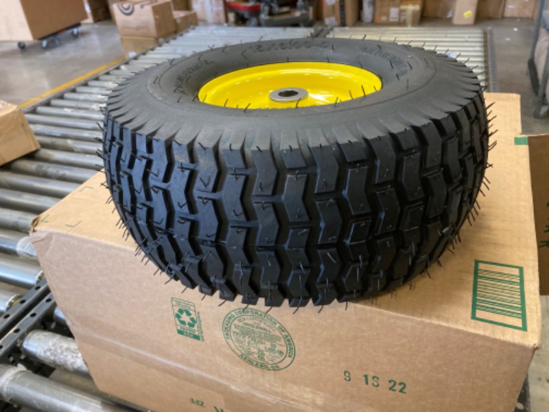 Photo 2 of 15x6.00-6 Lawn Mower Tires with Wheel,Front Tire Assembly Replacement for John Deere,Craftsman,Cub Cadet and More Lawn &Garden Riding Mower,4 Ply Tubeless,570lbs Capacity,3" Offset Hub