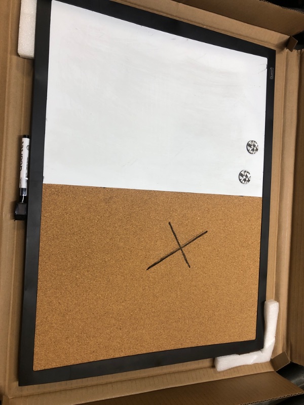 Photo 2 of Quartet Combination Magnetic Whiteboard & Corkboard, 17" x 23", Combo White Board & Cork Board, Curved Frame, Perfect for Office & Home Decor, Home School Message Board, Black (41723-BK) 17" x 23" Combo (Black Curved Frame)