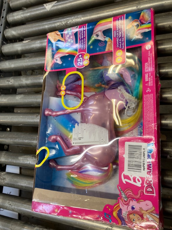 Photo 2 of Barbie Dreamtopia Magical Lights Unicorn with Rainbow Mane, Lights & Sounds, Barbie Princess Doll with Pink Hair and Food Accessory, Gift for 3 to 7 Year Olds [Amazon Exclusive]