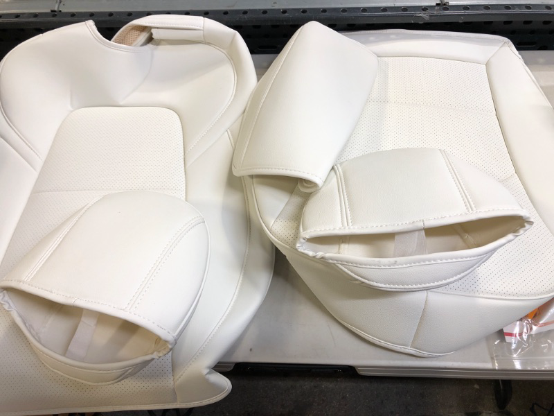 Photo 1 of 2 CAR COVERS FOR CAR FRONT SEAT (WHITE LEATHER) AND CENTER CONSOLE COVER