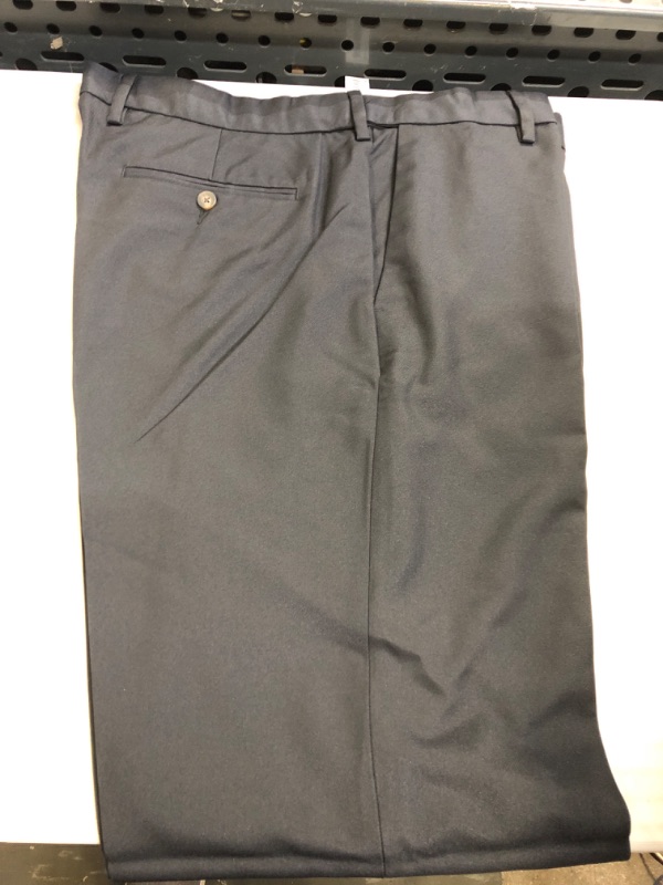 Photo 2 of Amazon Essentials Men's Classic-Fit Expandable-Waist Flat-Front Dress Pant Polyester Black 38W x 34L