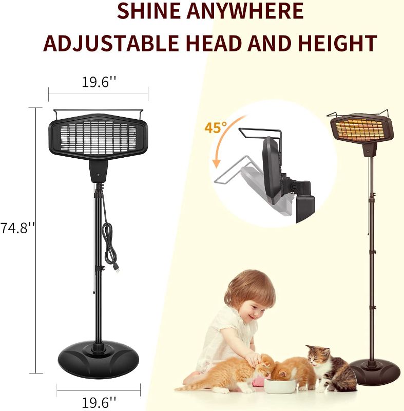 Photo 3 of Antarctic Star Patio Heater Electric Heater,Vertical indoor/outdoor garden heater, Height and Angle adjustable,Remote control IP65 rated, Quiet operation, energy saving, Quick heating for 3 seconds, Maximum power 1500W, ETL