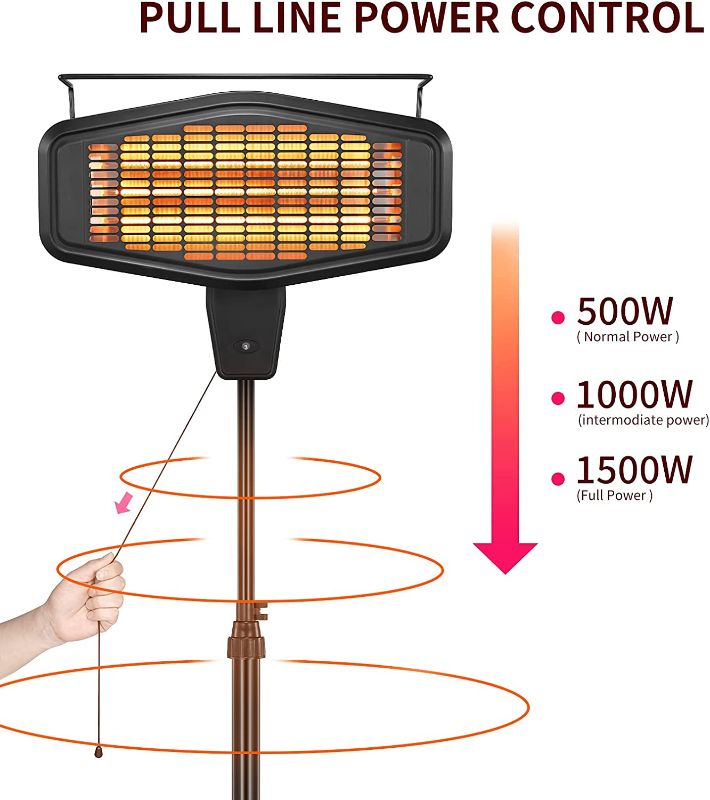 Photo 2 of Antarctic Star Patio Heater Electric Heater,Vertical indoor/outdoor garden heater, Height and Angle adjustable,Remote control IP65 rated, Quiet operation, energy saving, Quick heating for 3 seconds, Maximum power 1500W, ETL