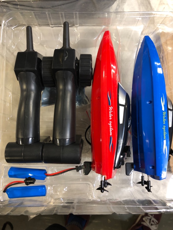 Photo 2 of 2 Pack RC Boat Remote Control Boats for Pools and Lakes for Kids and Adults, 10 kmH 2.4 GHz RC Boat for Boys 4-7 8-12 Years with 4 Rechargeable Batteries
