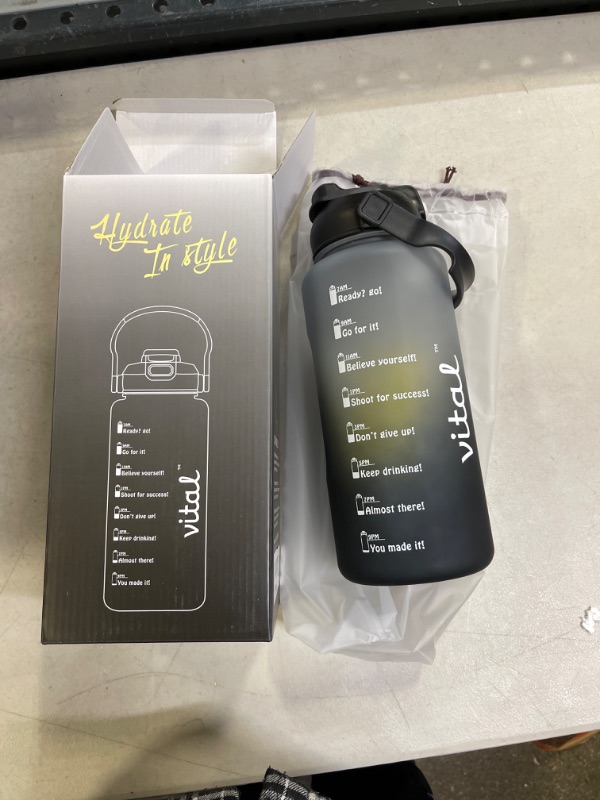 Photo 2 of  Large Half Gallon/64oz Motivational Water Bottle with Time Marker & Straw,Leakproof Tritan BPA Free Water Jug,Ensure You Drink Enough Water Daily 