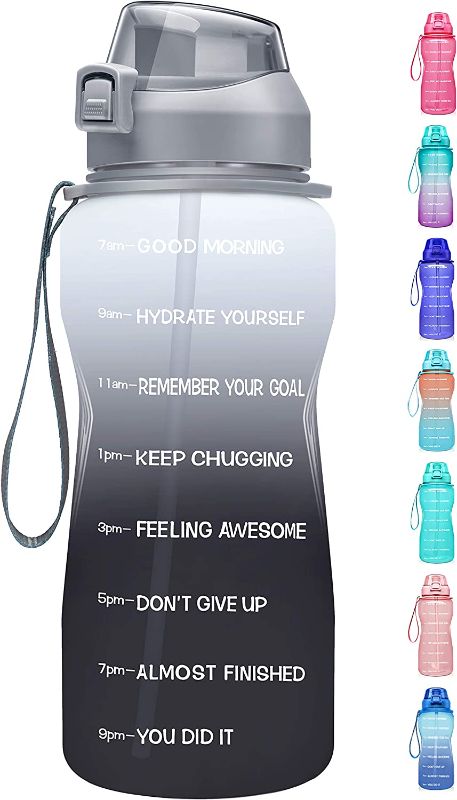 Photo 1 of  Large Half Gallon/64oz Motivational Water Bottle with Time Marker & Straw,Leakproof Tritan BPA Free Water Jug,Ensure You Drink Enough Water Daily 