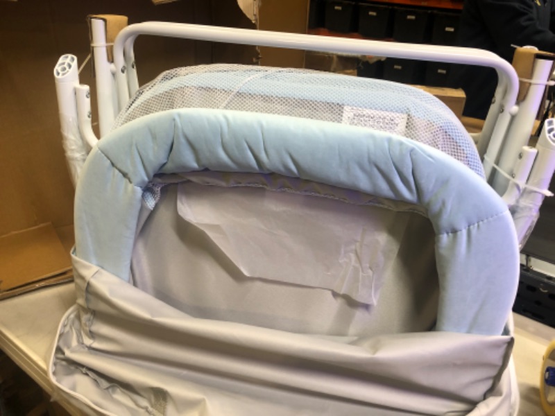 Photo 2 of Dream On Me Traveler Portable Bassinet in Starlight Blue, Lightweight and Breathable Mesh Design, Easy to Clean and Fold Baby Bassinet - Carry Bag Included