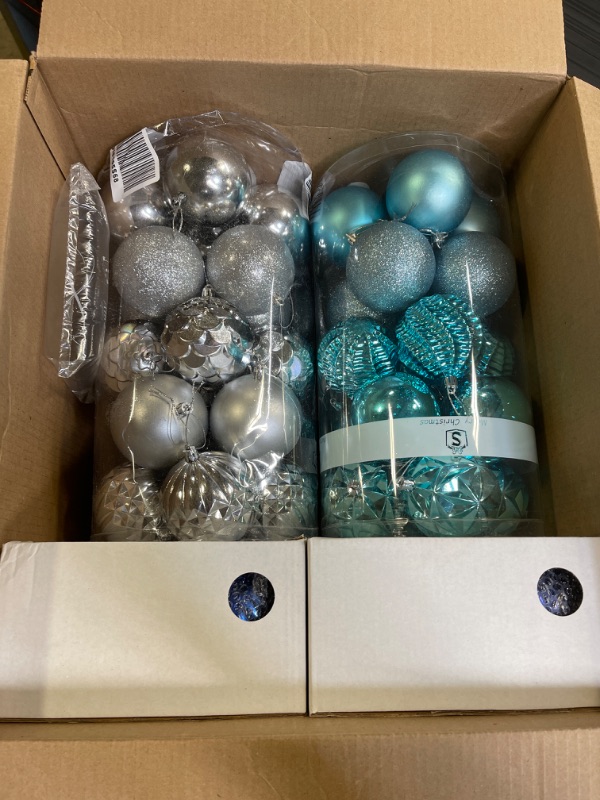 Photo 2 of 2 PACK ISULIFE Christmas Ball Ornaments(3.15",Babyblue) 20ct Shatterproof Christmas Tree Ball Ornaments,Decorations for Xmas Tree Wedding Party Holiday Home Décor Large Size Babyblue 3.15-Inch
TEAL & SILVER