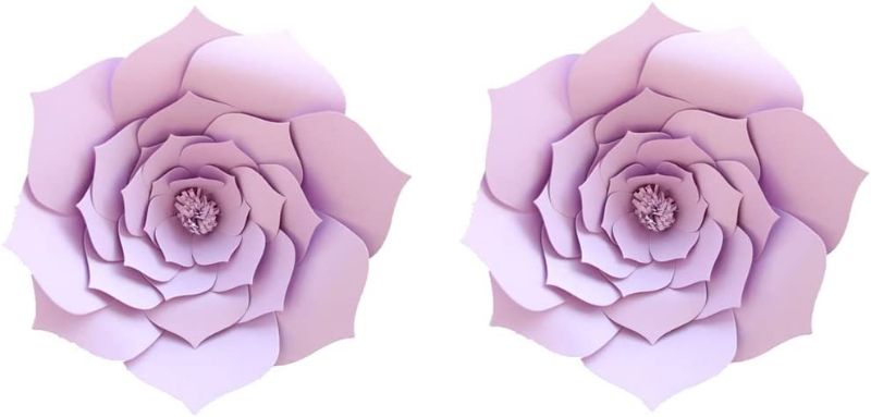 Photo 1 of 12 inch 2pcs Purple Party Paper Flower Backdrop DIY Handemade Flower Wall Backdrop Decoration Wedding Rose Flower for Nursey Birthday Home Decor (2pcs, Purple)
