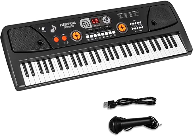 Photo 1 of BIGFUN Keyboard Piano for Kids, 61Key Multifunction Electric Piano Keyboard Educational Instrument Toy for 3 4 5 6 7 8 9 10 11 12 Years Old Boys and Girls with Microphone (Black)…---factory sealed