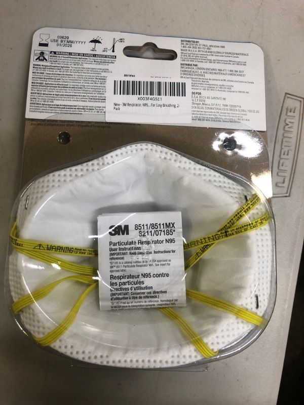 Photo 3 of 3M Respirator, N95, Cool Flow Valve, Paint Sanding, Filter Media, Stretchable, Exhalation Valve Helps Direct Exhaled Air Downward Allows For Easy Breathing, 2-Pack