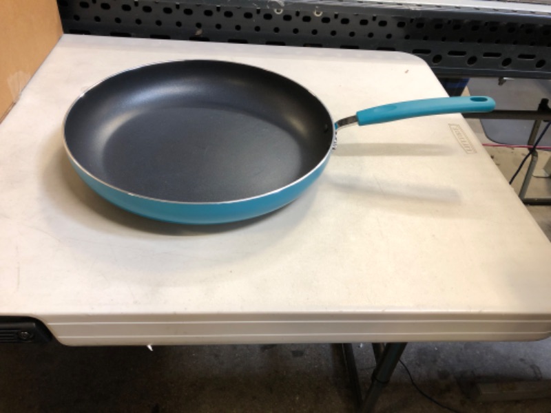 Photo 2 of Amazon Basics Ceramic Non-Stick 12.5-Inch Skillet, TURQUOISE
