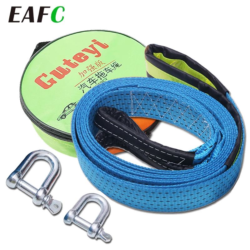 Photo 1 of 5M 8 Tons Tow Cable Tow Strap Car Towing Rope With Hooks High Strength Nylon For Heavy Duty Car Emergency
