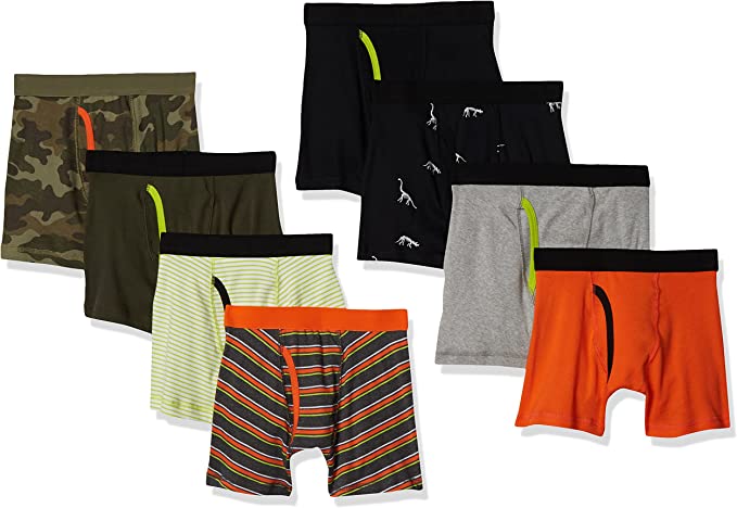 Photo 1 of Amazon Essentials Boys' Cotton Boxer Briefs Underwear, Multipacks (10/12)
