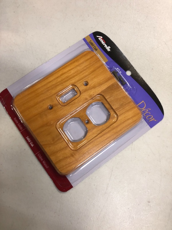 Photo 1 of Amerelle Round Corner Single Toggle/Single Duplex Wood Wallplate in Natural Oak 1 Toggle / 1 Duplex