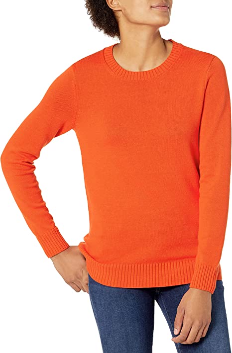 Photo 1 of AMAZON ESSENTIALS WOMEN'S 100% COTTON CREWNECK SWEATER, CORAL, SIZE XL