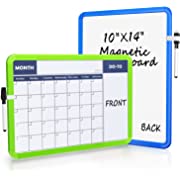 Photo 1 of 2Pack Dry Erase Calendar for Wall, Magnetic Calendar for Kids, 2-Sided White Board Monthly Calendar Dry Erase, Small Wall Calendar Board 14x10"- Blue+Green Plastic Frame