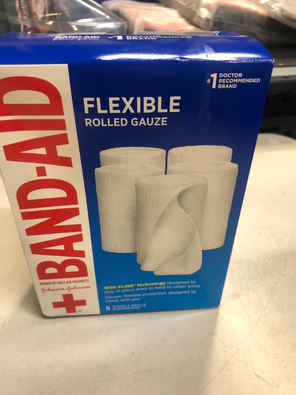 Photo 2 of Band-Aid Brand of First Aid Products Flexible Rolled Gauze Dressing for Minor Wound Care, Soft Padding and Instant Absorption, Sterile Kling Rolls, 4 Inches by 2.1 Yards, Value Pack, 5 ct