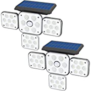 Photo 1 of gifyoat Solar Lights Outdoor Motion Sensor Light, 180° Swiveling Solar Flood Lights, IP65 Waterproof Solar Security Lights, 4Head Solar Motion Detected Light for Garage, Porch, Yard(2 Packs