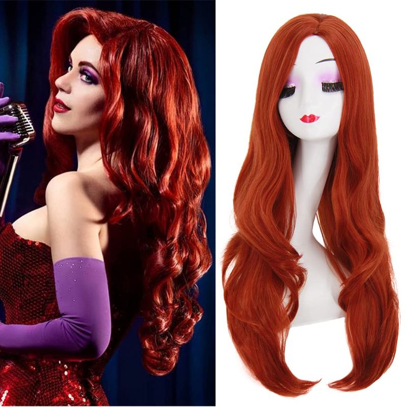 Photo 1 of Bopocoko Jessica Rabbit Wig Copper Wigs for Women Costume Long Wavy Hair Wig Perfect for Party Halloween BU040R
