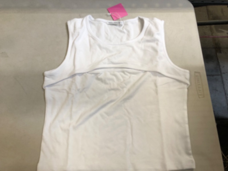 Photo 2 of ALGALAROUND Women Cutout Basic Short Sleeve Crop Top/Sleeveless Bodycon Tank Tops Shirt XL
