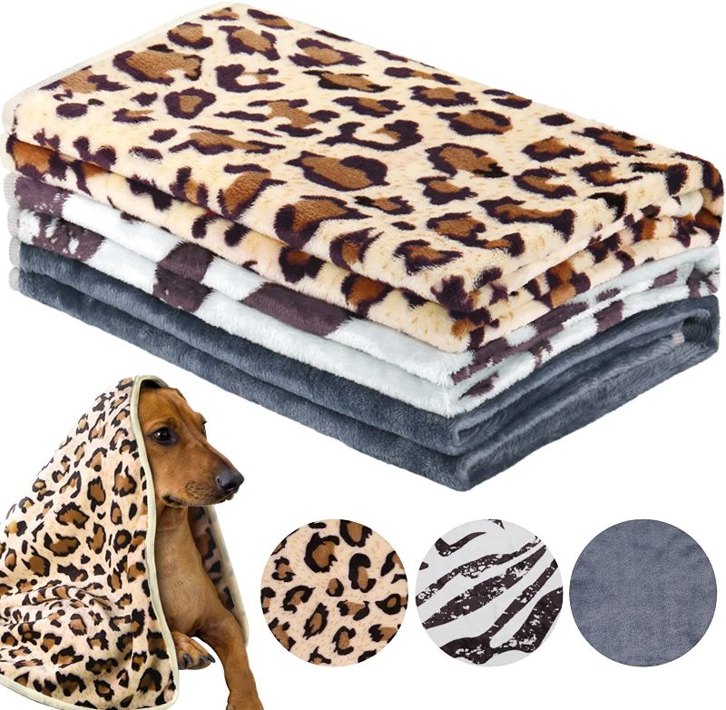 Photo 1 of 3 Pack Dog Blankets for Large Dogs,Soft Fluffy Premium Flannel Pet Blanket,Washable Cat Blankets Throw for Small Medium Puppy, Small Animals(40x28)  -- FACTORY SEALED --
