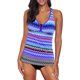 Photo 1 of Aleumdr Women's Green Tankini Swimsuits Two Piece Stripe Racerback Tankini Tops with Shorts Bathing Suits XL