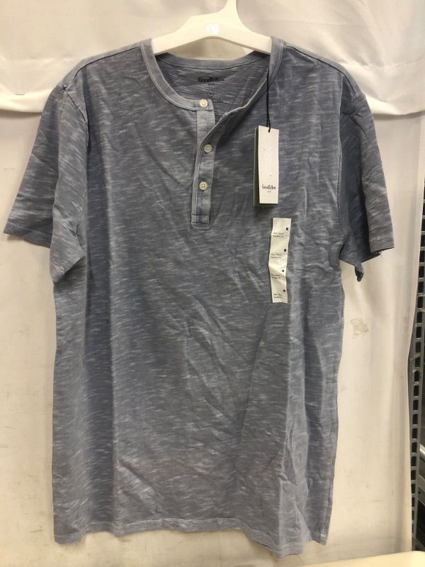 Photo 2 of Men's Short Sleeve Henley Shirt - Goodfellow & Co Light Blue M