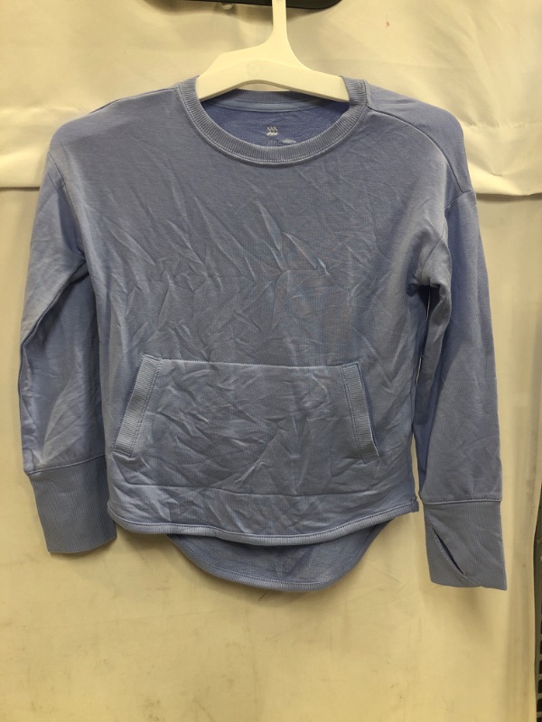 Photo 2 of Girls' Cozy Lightweight Fleece Crewneck Sweatshirt - All in Motion Light Blue XS (4/5)