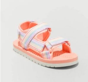 Photo 1 of Cat & Jack Youth Girls' Pink Emery Rainbow Printed Ankle Strap Sandals SIZE 3
