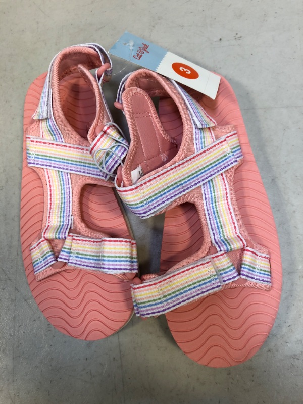 Photo 2 of Cat & Jack Youth Girls' Pink Emery Rainbow Printed Ankle Strap Sandals SIZE 3
