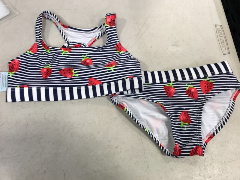 Photo 3 of Cat & Jack Strawberry Striped Swimsuit Size XS 4/5