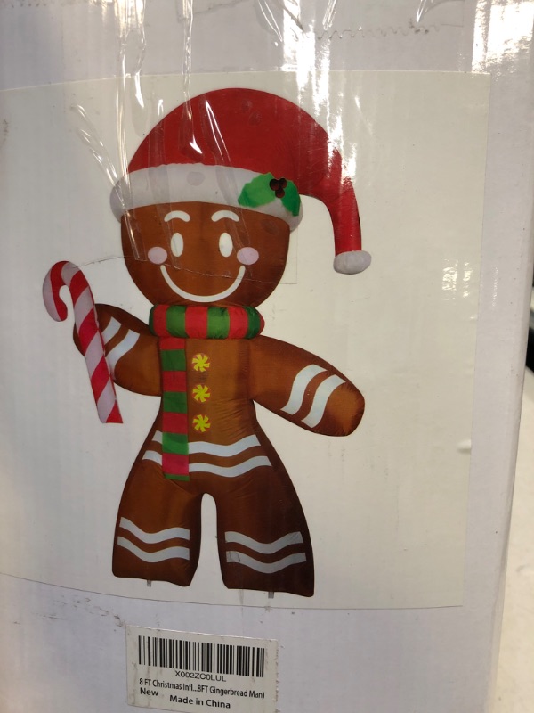 Photo 1 of 8 FOOT INFLATABLE XMAS DECOR , GINGERBREAD MAN WITH BUILT IN led LIGHTS , INFLATABLE CHRISTMAS 