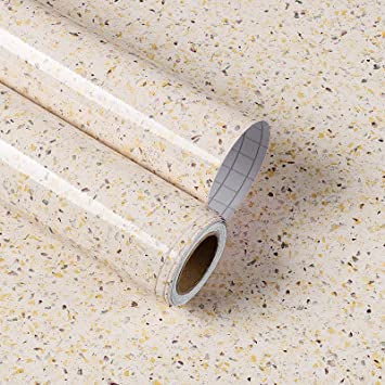 Photo 1 of YENHOME 17.7"x200" Beige Granite Contact Paper for Countertop Wrap Waterproof Contact Paper for Kitchen Cabinets Bathroom Counter Contact Paper Easy to Install Granite Peel and Stick Wallpaper
