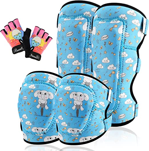 Photo 1 of Kids Knee Pads elbow Cycling:Kids Knee Pads and Elbow Pads Set, Toddler Protective Gear Set with Bike Gloves,Innovative Soft Knee Pads for Boys Girls Roller Skateboarding BXM Bike Riding Inline Skating Cycling Scooter
size L