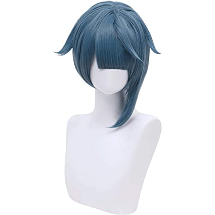 Photo 1 of Genshin Impact Wigs Paimon Game Characters Anime Cosplay Costume Hair With Braids Ponytails Wigs (Bright Blue)
