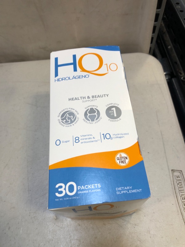 Photo 2 of Hidrolageno Q10, Hydrolyzed Collagen, Vitamins, ZINC, Antioxidants, 30 sachets per pack, 4.2 Ounce, 
exp 02/23/2023