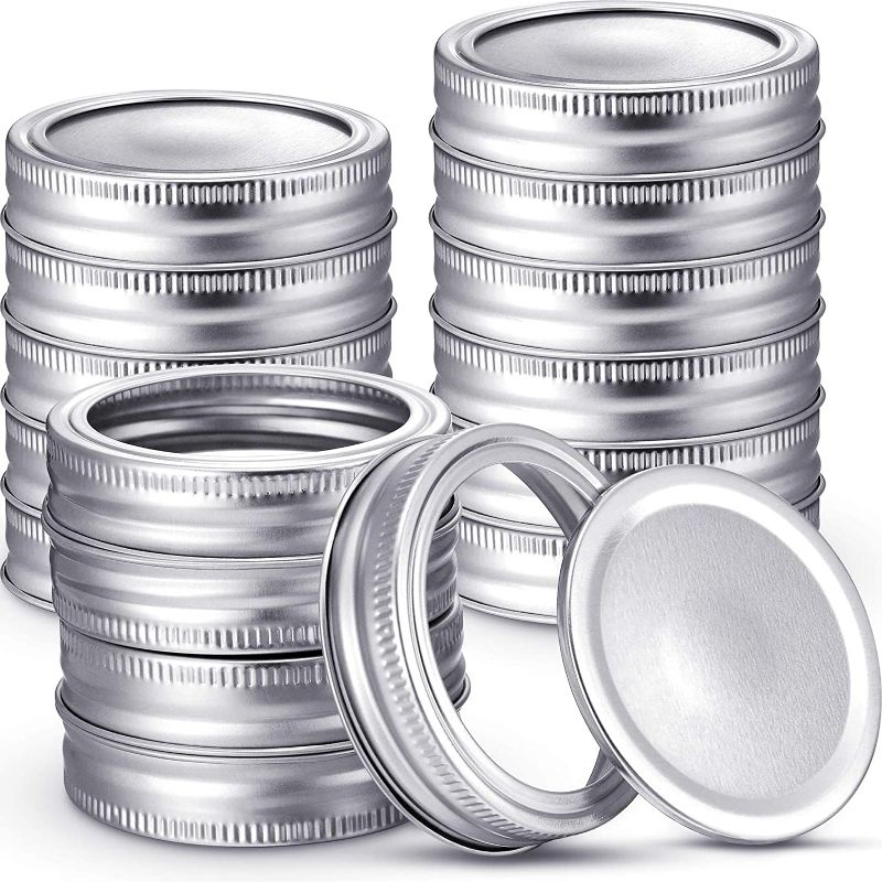 Photo 1 of 48 Pieces Canning Jar Lids and Bands for Regular Mouth Mason Jars Split-Type Lids with Silicone Seals Rings Leak-Proof Secure Mason Canning Jar Cap Compatible with Mason Jar (Silver)

