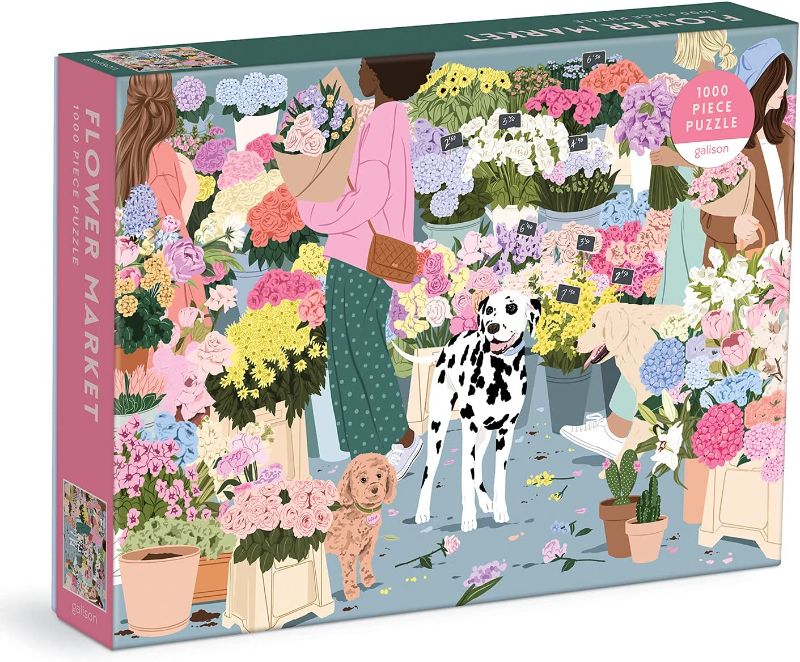 Photo 1 of Flower Market 1000 Piece Puzzle from Galison - Challenging 1000 Piece Puzzle, Floral Artwork Illustrations from Ana Hard, Thick and Sturdy Pieces, Wonderful Gift Idea
