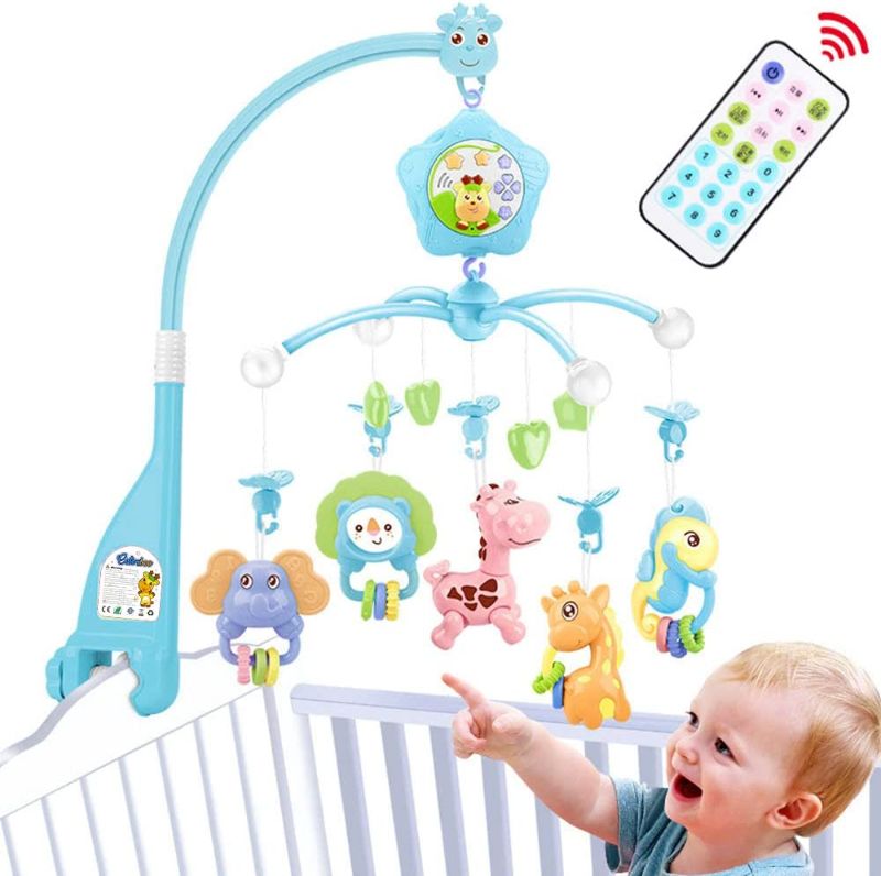 Photo 1 of 
caterbee Baby Mobile for Crib, Crib Toys with Music and Lights,Remote, lamp, Projector for Pack and Play, for Ages 0+ Months(Blue-Forest)
