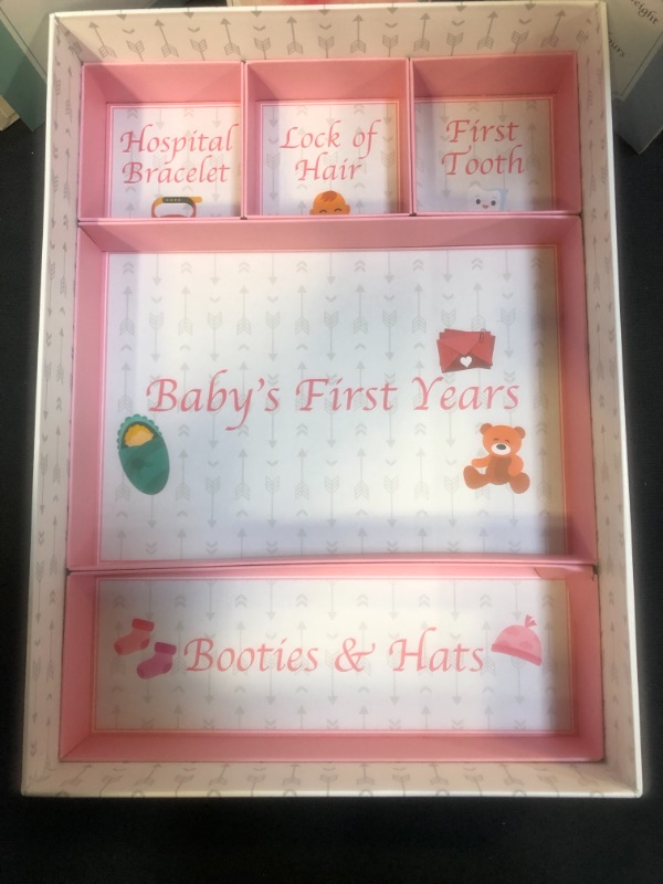 Photo 4 of Little Growers Baby Memory Book WITH Keepsake Box, Baby Milestone Stickers AND Baby Footprint Kit - First 5 Years New Baby Scrapbook AND Photo Album, 5 Baby Shower Gifts in 1, for Newborn Girl Pink