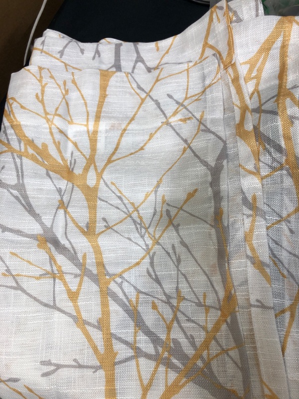 Photo 3 of  Silver White Semi Sheer Curtain panel 63 inches for Living Room Metallic Tree Branch Print Window Panel Bedroom Linen Texture Sheer Drape (1 TOTAL)