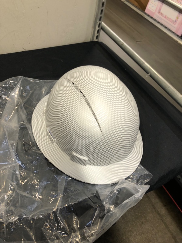 Photo 2 of Full Brim Vented OSHA Construction Hard Hat Work Approved Safety Helmet, Carbon Fiber Custom Design Hard Hats, Cascos De Construccion Hardhat for Men, Hard Hat by ACERPAL Ice Cube Platinum