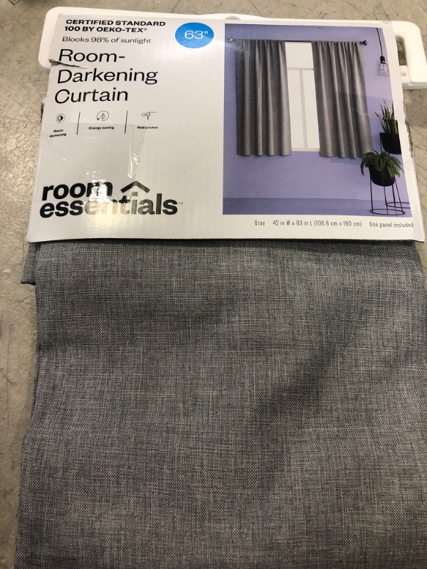 Photo 2 of 1pc 42&#34;x63&#34; Room Darkening Heathered Thermal Window Curtain Panel Gray - Room Essentials&#8482;