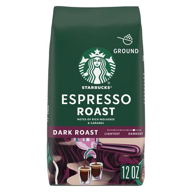 Photo 1 of Starbucks Ground Coffee, Espresso Roast, Dark Roast Coffee with Notes of Rich Molasses & Caramel, Ground 100% Arabica Coffee, 12-Ounce Bag  PACK OF 1 BEST BY DECEMBER 2022