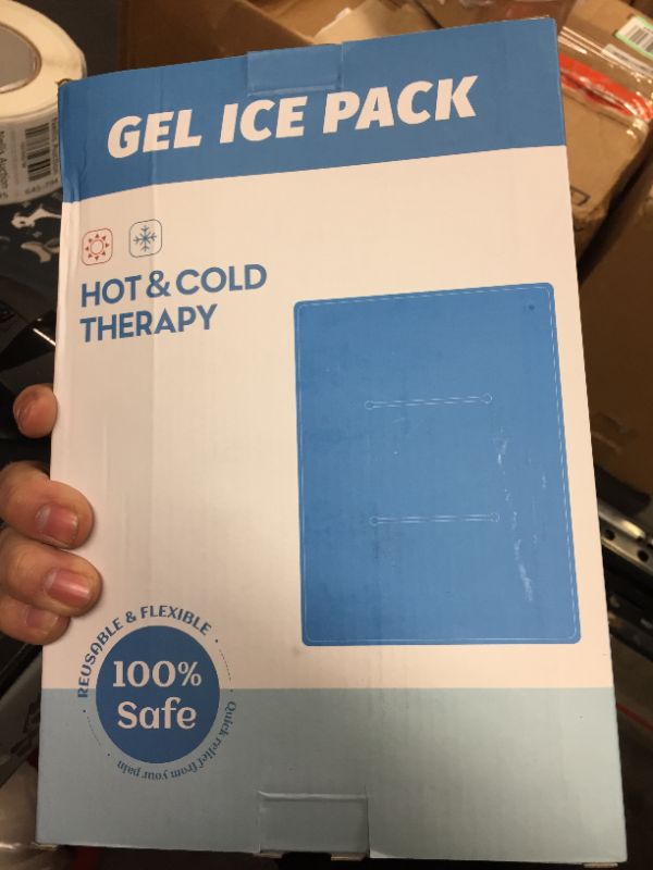 Photo 2 of Gel Ice Pack 11.8" x 15.8" Reusable Ice Cold Pack for Cold Compress to Back, Shoulder, Ankle, Neck, Hip, Elbow, Wrist (Included 2*Straps 24" x 2") Multi Purpose - Navy Blue