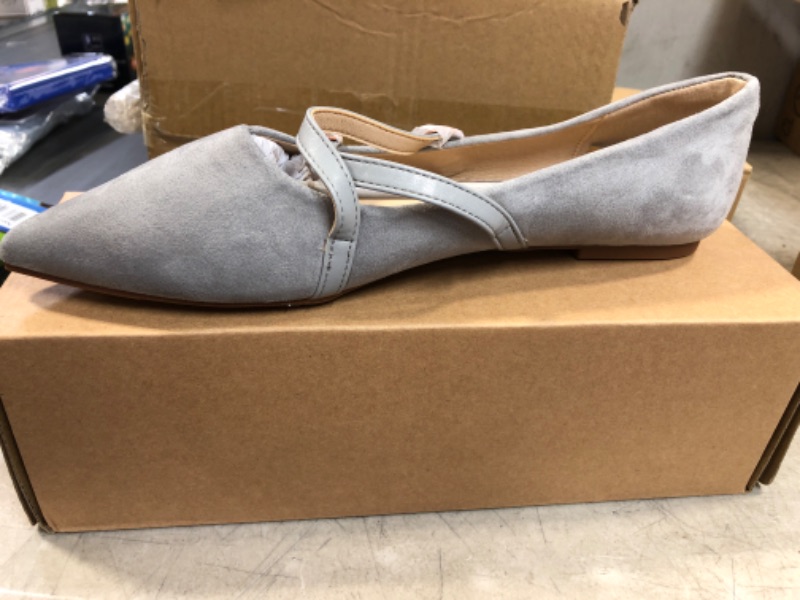 Photo 2 of Coutgo Women's Pointed Toe Flats Buckle Faux Suede Low Heel Crisscross Strap Slip-on Lightweight Ballet Shoes Sz 9.5