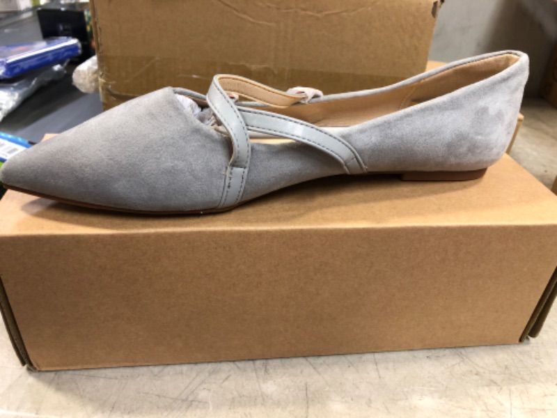 Photo 1 of Coutgo Women's Pointed Toe Flats Buckle Faux Suede Low Heel Crisscross Strap Slip-on Lightweight Ballet Shoes Sz 9